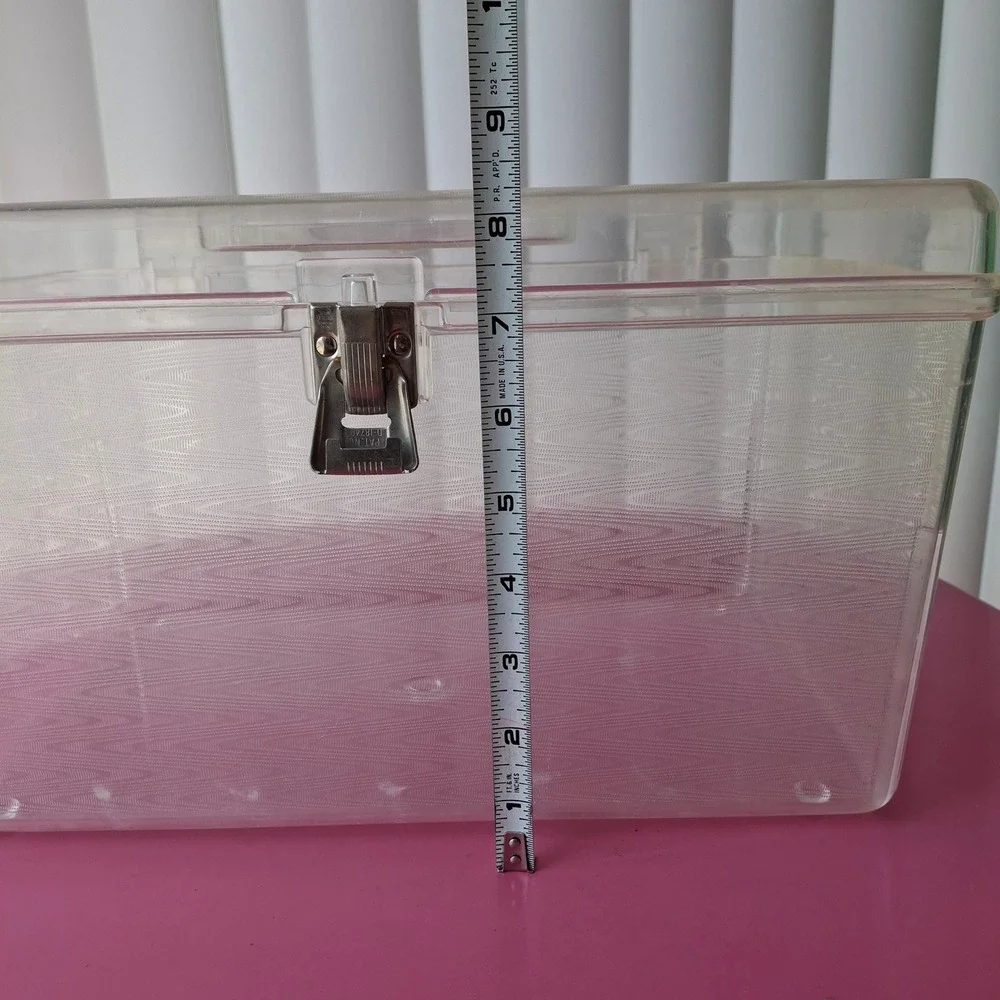 Wil-Hold Vintage Clear Plastic Sewing Box Craft Organizer 2 Removeable Trays